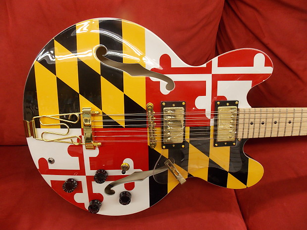 Gtown Maryland Flag 12 String Electric Guitar w/ Hard Case And Set Up With Elixir 9s Or 10s Bag B Stock image 1