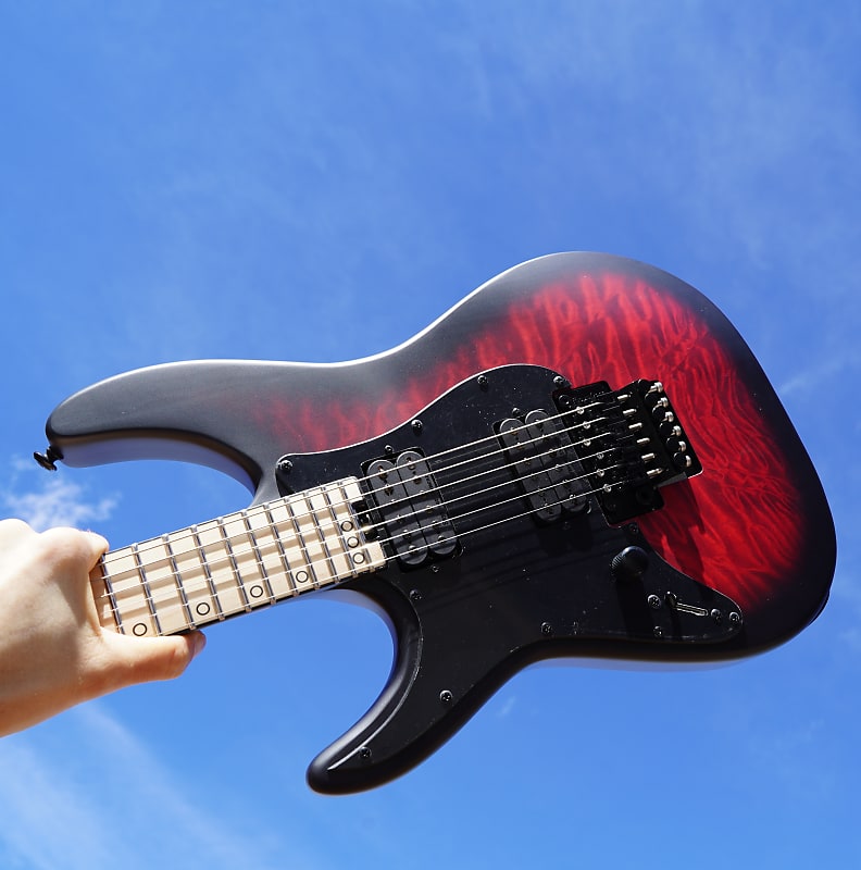 Schecter DIAMOND SERIES Miles Dimitri Baker SVSS - Crimson Red Burst Satin Left Handed 6-String Electric Guitar (Autographed - 2023) image 1