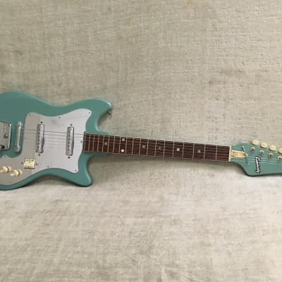 Kimberly 2 Pickup 1960's Seafoam Green Teisco Japan Matching Headstock & Neck Surf Guitar image 2