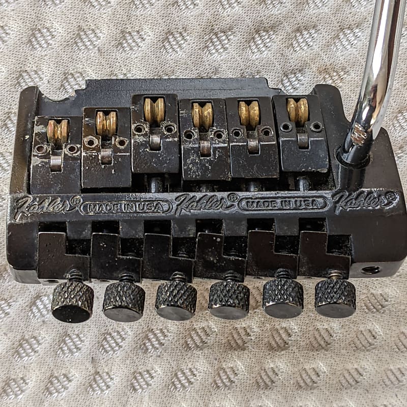 Kahler Fulcrum vintage tremolo bridge whammy 1980 s Black Brass Rollers RARE for Fender Tremelo Twang Bar dual posts Reverb