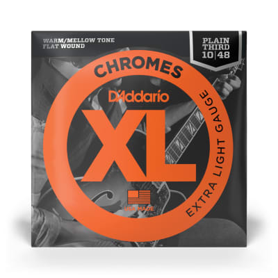D'Addario Guitar Strings Flatwound Chromes Extra Light 10-48 Electric Plain 3rd