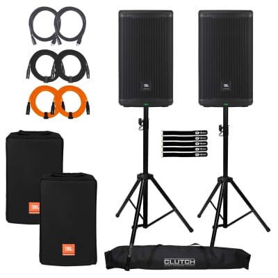 2x JBL EON710 10 Powered Speaker w Bluetooth 1300W + 2x Cables +