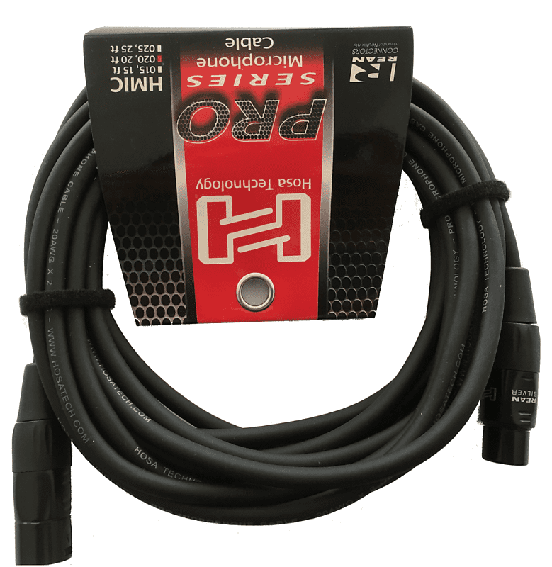 NEW - Hosa Pro Microphone Cable REAN XLR3F to XLR3M, HMIC-025 (25 Feet) Black image 1