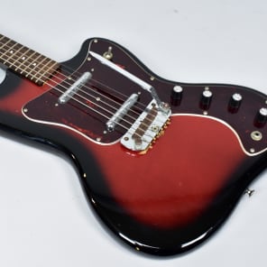 1960's Silvertone 1452 Danelectro Redburst Lipstick Pickup Electric Guitar image 8