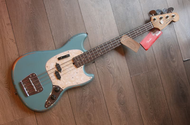 Fender Jmj Road Worn Mustang Bass Faded Daphne Blue Reverb 5430