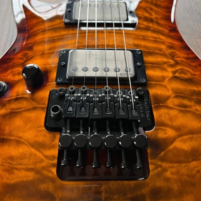 Lefty Left Handed ESP E-II Horizon FR-II Electric Guitar Tiger Eye Sunburst image 6