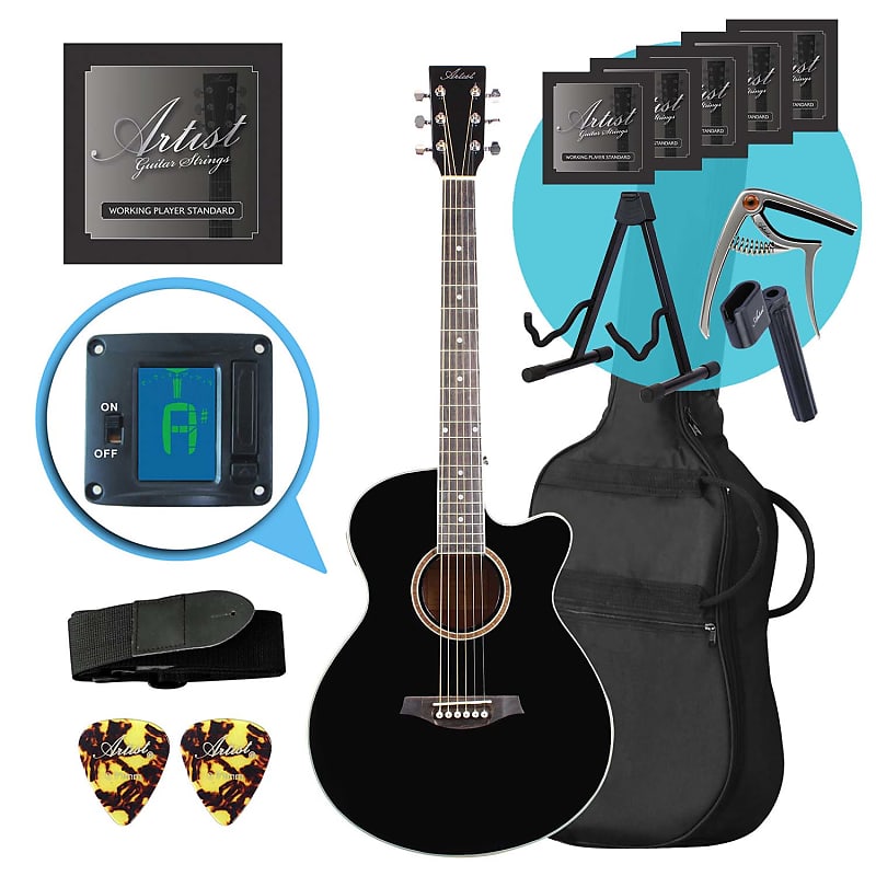 Artist LSPSBK Small Body Beginner Acoustic Guitar Ultimate Pack