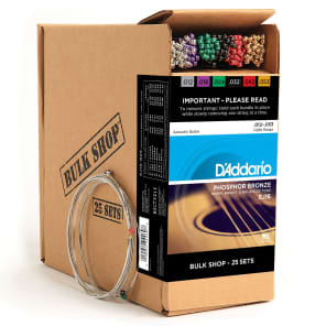 D'Addario EJ16-B25 Phosphor Bronze Acoustic Guitar Strings Light 25 Bulk Sets