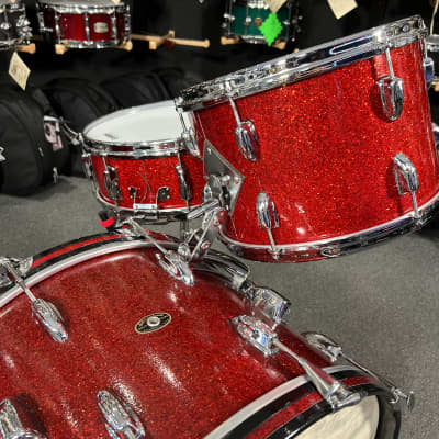 RARE 1958 Slingerland Radio King 13/16/22 Drum Kit Set in Red Glass Glitter w/ Matching Snare Drum image 4