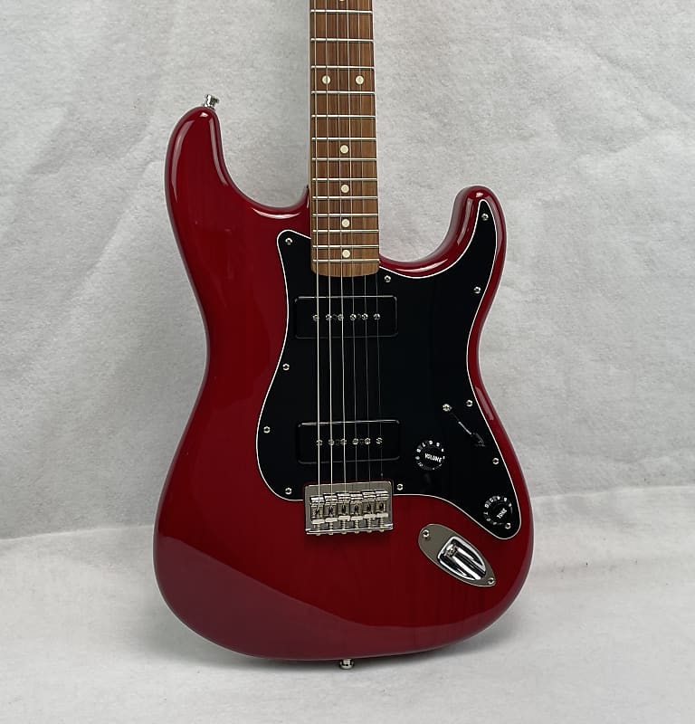 2021 Fender Noventa Stratocaster Guitar Crimson Red Transparent image 1