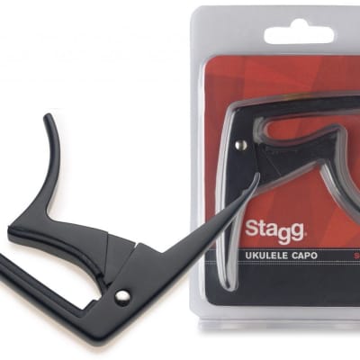 Stagg Model SCPUK-BK Black Curved Trigger Clamp Spring Ukulele Capo for sale