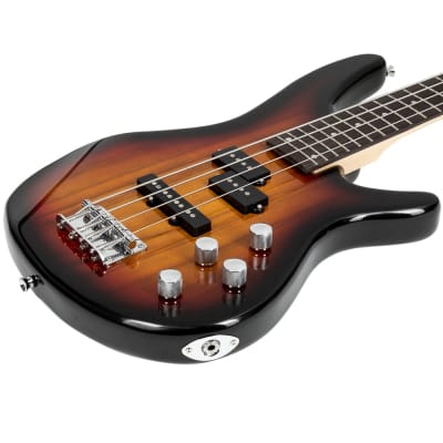 Glarry GIB Sunset 4 String Bass Guitar Full Size SS pickups w/20W Amplifier image 7