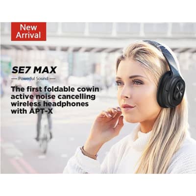 Cowin SE7 Max Active Noise Cancelling Wireless Bluetooth Headphones, Black image 2