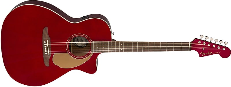Fender Newporter Player in Electric Acoustic Guitar in Candy Apple Red with Walnut Fretboard image 1