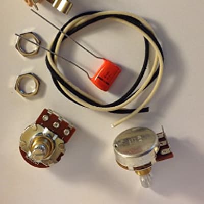 Wiring Harness Kit For P Bass Bourns Knurled Pots .1uf 225P Orange Drop Cap image 2