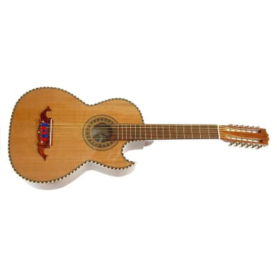 New Paracho Elite Bravo 12-String Bajo Sexto Acoustic Guitar with Solid Cedar Top, Natural image 3