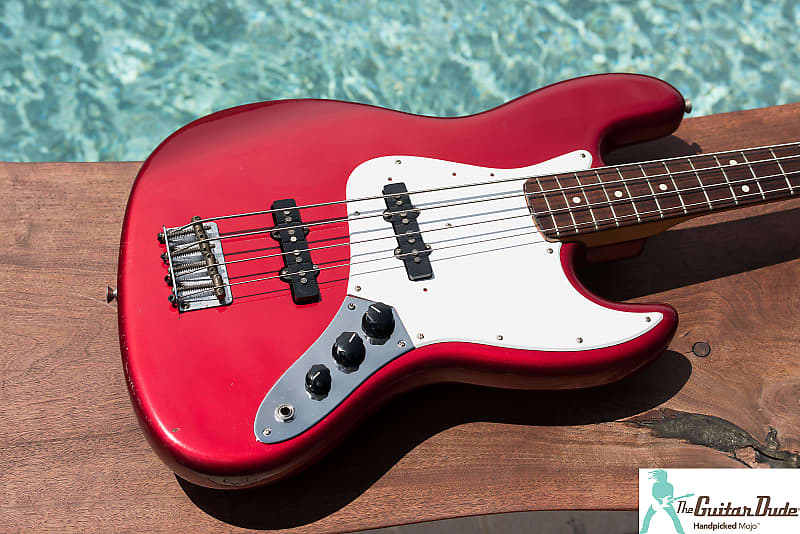 1983 Fernandes The Revival Critic Bass RJB-75-60 Candy Apple Red w Matching  HS - Lawsuit '62 Jazz