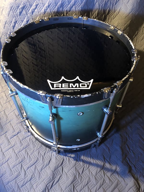 18" Mapex Marching Bass Drum Teal Fade (w/Randall May Carrier) image 1