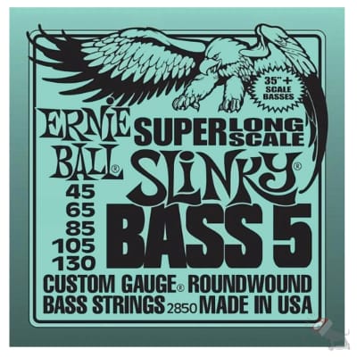 Ernie Ball 2850 5-String Slinky Super Long Scale Electric Bass Strings (45-130) image 1