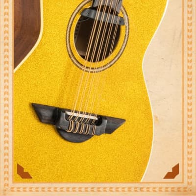 H Jimenez Bajo Quinto LBQ1EGT Gold Sparkle Acoustic Electric Guitar with Gig Bag image 14