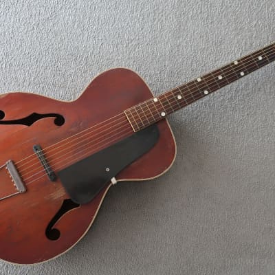 Vintage 1950 Kay Acoustic Guitar Redburst Fair Shape Worn Cracks Splits Beat Up Rare Waverly Tuners image 1