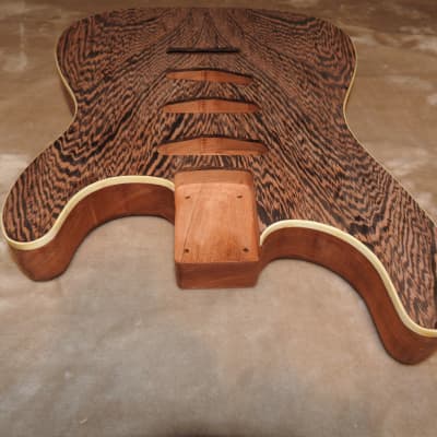 Unfinished Bound Strat 1pc Honduran Mahogany Body Book Matched Wenge Top S/S/S Routes Back Control image 6