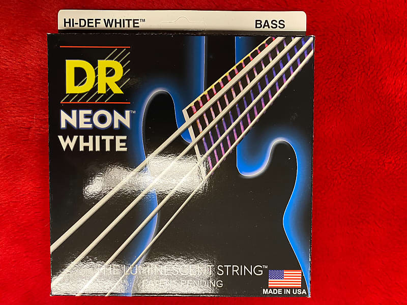 DR Neon NWB 40 white UV reflective bass guitar strings light 40