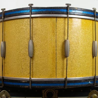 1940s Slingerland 14x28 Gold Sparkle Radio King Bass Drum image 3