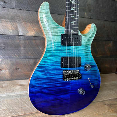 PRS Custom 24 Wood Library Flame Maple 10-Top  Torrefied Maple Neck African Blackwood FB - Blue Fade 363813 image 2