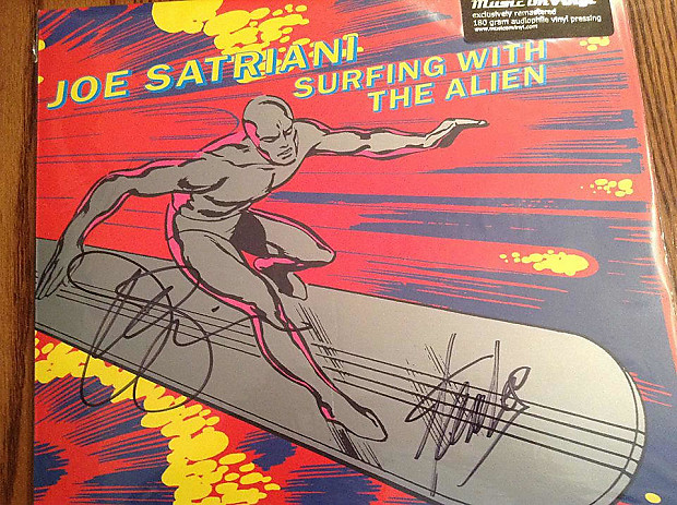 Joe Satriani & Stan Lee Signed Surfing LP with Joe's Stage Used