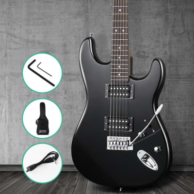 ALPHA Electric Guitar with Gig Bag Black image 7