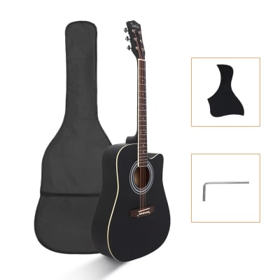 Glarry GT502 Dreadnought Folk Guitar Acoustic Guitar With Bag Black for sale