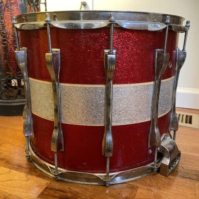 Ludwig 12x15” Marching Snare 1980s Red/Silver sparkle image 7
