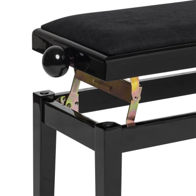 Stagg Highgloss Black Adjustable Piano Bench with Black Velvet Top - PB06 BKP VB image 2