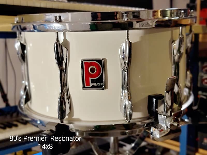 Premier Resonator 80's White 14x8 Snare Drum Reverb