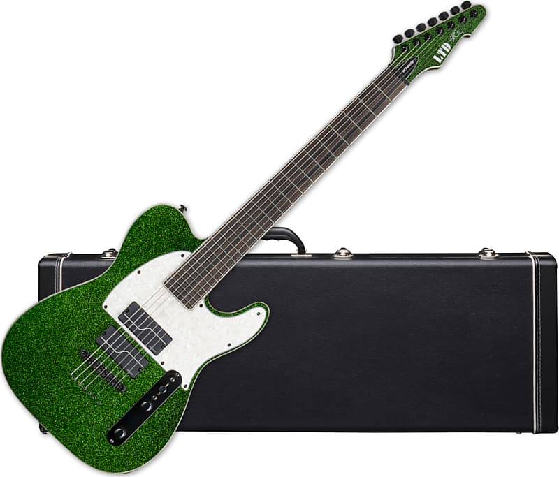 ESP LTD SCT-607 Stephen Carpenter Baritone Electric Guitar, Green Sparkle w/Case image 1