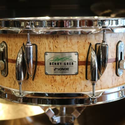 Sonor 13x 5.75" Benny Greb Signature Beech Snare Drum with Teardrop Lugs and Bubinga Inlay image 1