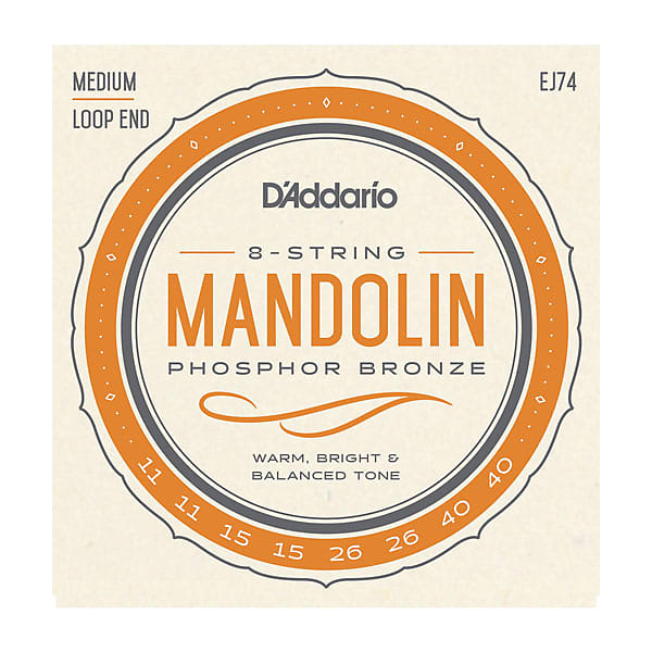 D'Addario EJ74 Mandolin Strings, Phosphor Bronze, Medium, 11-40 image 1