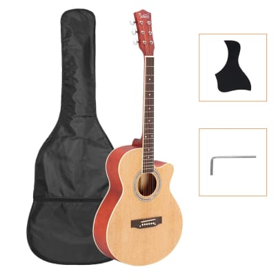 New Glarry GT501 40 Inch Cutaway Auditorium Acoustic Guitar Matte Spruce Front Folk Burlywood for sale