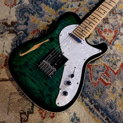 Lyman LT-300H T-Style Guitar - Emerald City Green Burst - Flametop image 2