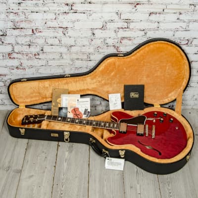 Gibson - 1964 ES-335 Reissue - Semi-Hollow Electric Guitar - VOS - Sixties Cherry - w/ Black/Yellow Custom Shop Hardshell Case - x1102 image 12