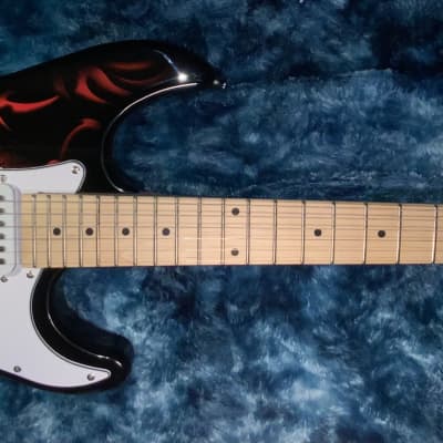 Final Reduction!  2016 Grote Stratocaster in Gloss Black with Red Devil Graphics! Brand New! image 2