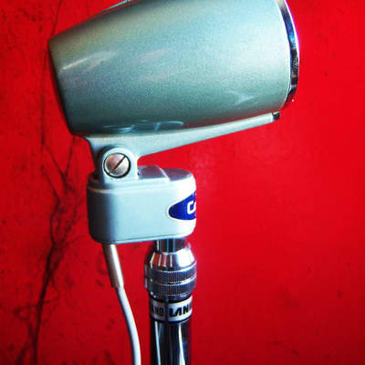 Vintage 1960's Calrad 400C crystal microphone Hi Z "bullet" harp w Lanier mic stand Olson Monarch display prop image 10