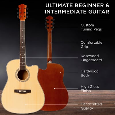 Best Choice Products Full Size Beginner Acoustic Guitar Set with Case, Strap, Capo - 41in-Dark Brown image 10