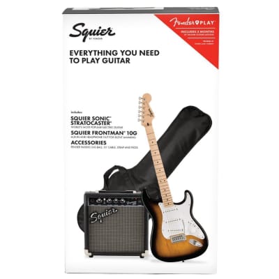 Squier Sonic Stratocaster Pack with 6-String, Right-Handed, Maple Fingerboard Electric Guitar, Padded Gig Bag, and 10G Amplifier (2-Color Sunburst) image 6