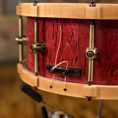 HHG Drums 14x6 Reclaimed Maple With Matching Hoops, Satin Red image 7