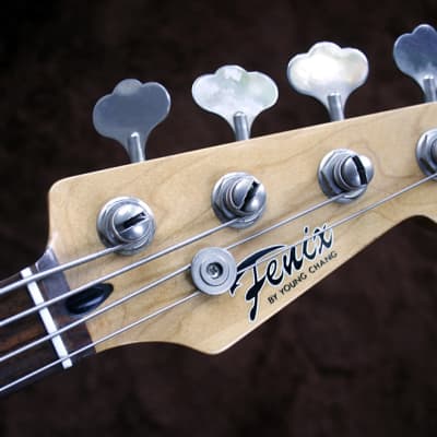 Vintage 1989  Fenix by Young Chang - Jazz Bass - Black - First Series With The Old Headstock image 3