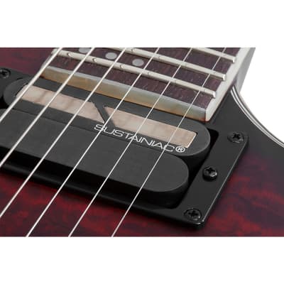 Schecter Guitar Research C-1 Platinum FR-Sustainiac Electric Satin Crimson Red Burst image 9