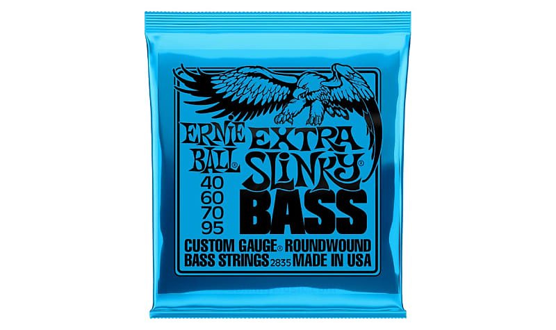 Extra Slinky Nickel Wound Electric Bass Strings 40-95 Set Gauge 40, 60, 70, 95 High-C Steel Hex-Core image 1