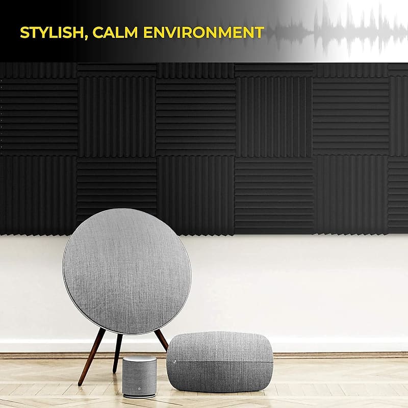 52 Pack Acoustic Panels 1 X 12 X 12 Inches - Acoustic Foam - High Density-  Soundproof Studio Wedges - Charcoal